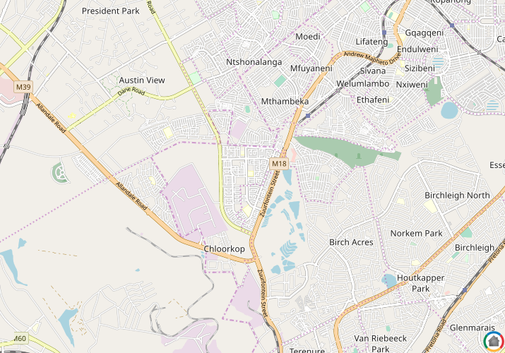 Map location of Chloorkop